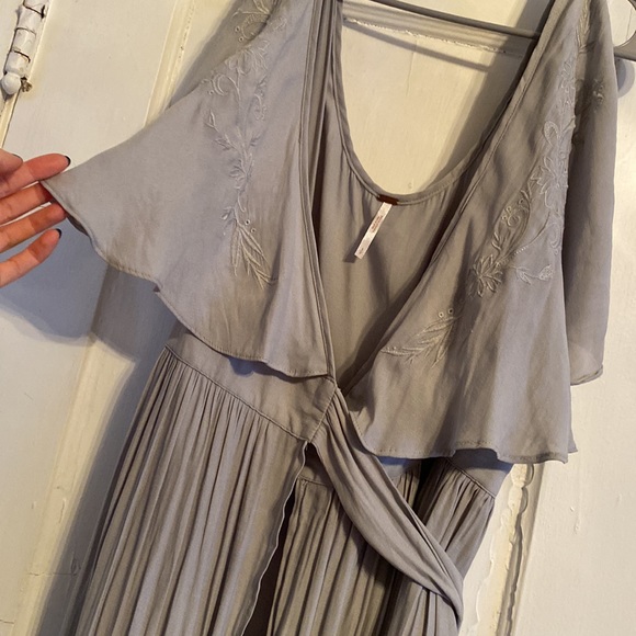 Free people gray/blue Fiona tie midi dress - Picture 2 of 4